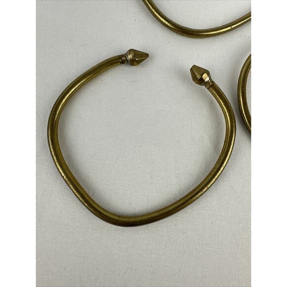 Vintage Brass Hand Forged Brutalist Spike Tip Cuff Bracelet Set of 3 Steampunk - Picture 7 of 7
